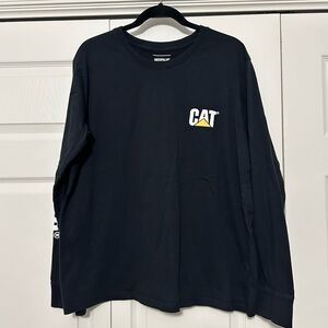 Caterpillar Black CAT‎ Logo Long Sleeve T-Shirt Size XL VGUC